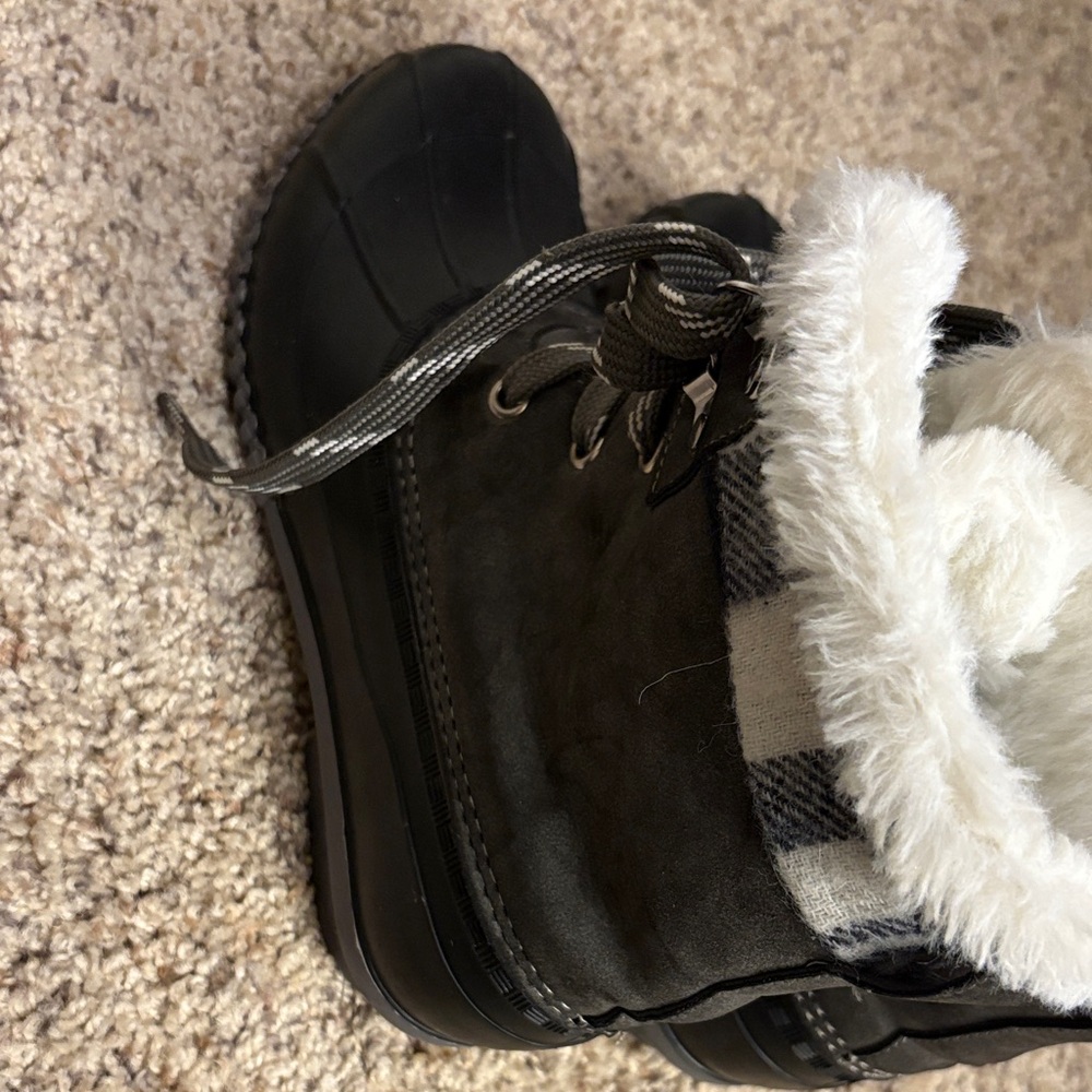 Black and White Fur-Lined Boots